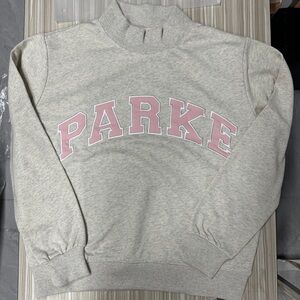 Parker Light Heather Crewneck Sweatshirt with Pink Arch Logo